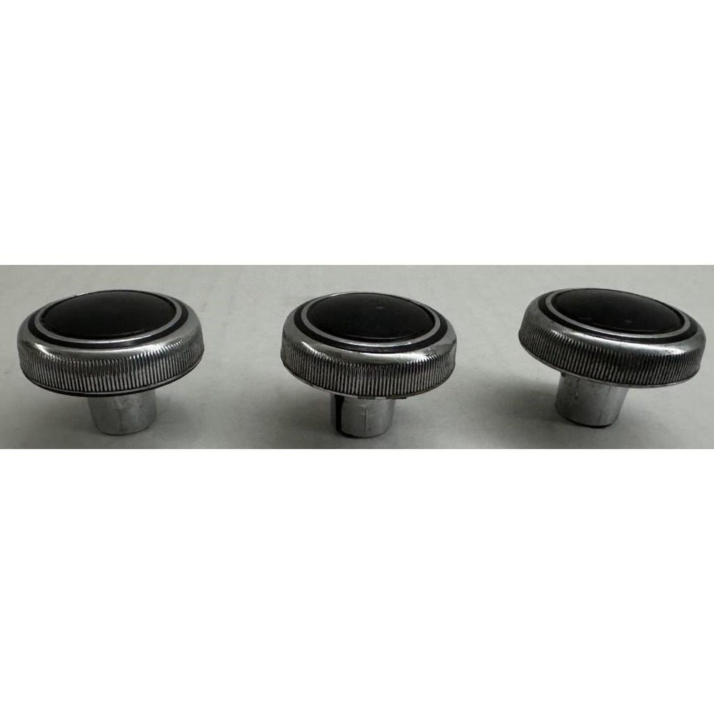 Lot of 3 Vintage Chrome Skirted Control‎ Knobs 1.25" Diameter 1/4" Shaft
